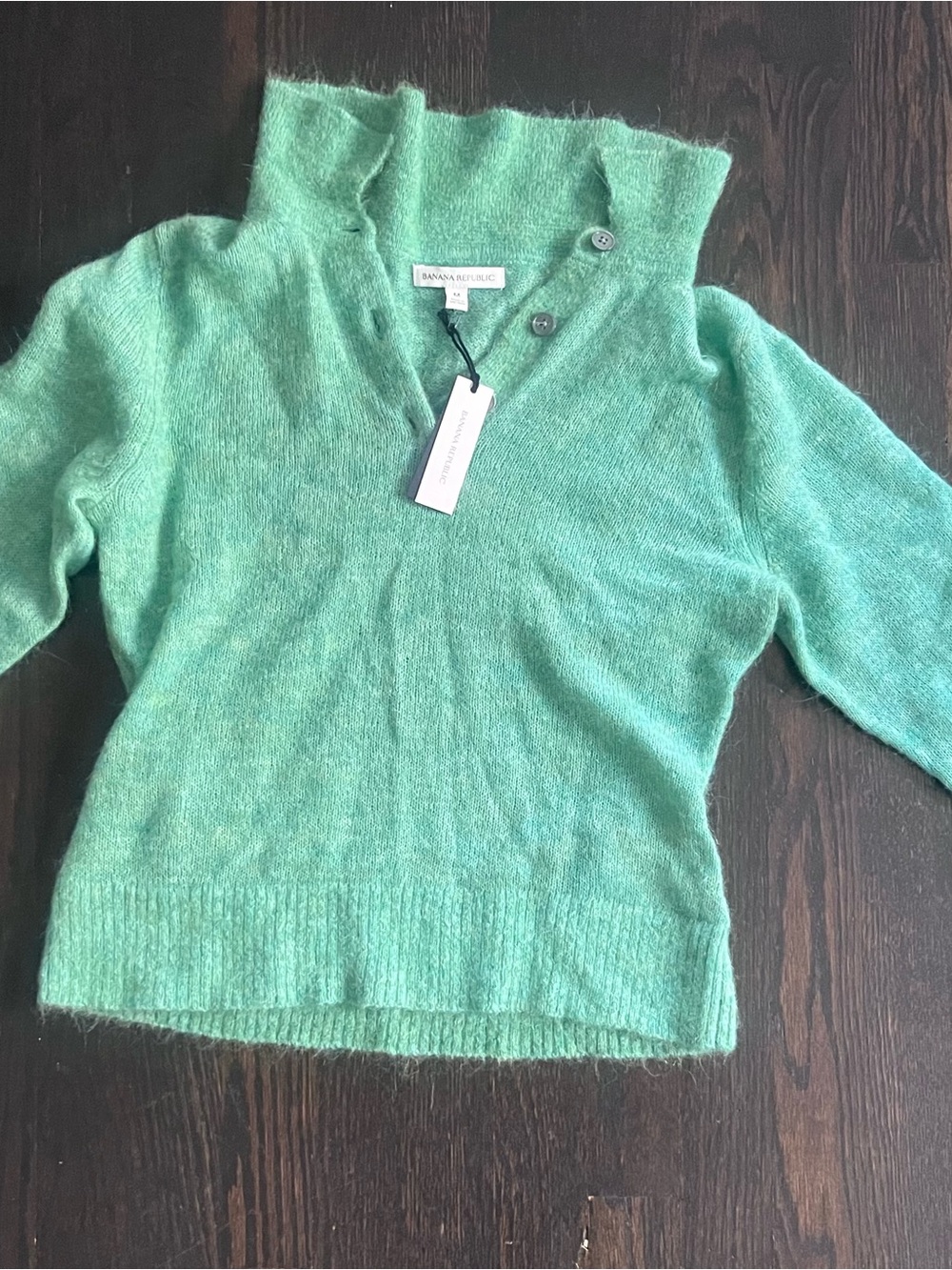 Banana Republic Mint Green Cowl Neck Button Sweater
